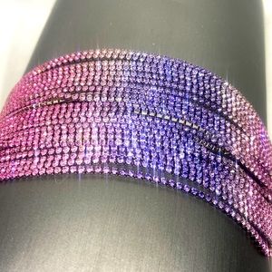 Rhinestone multi strand ombré bracelet in pink and purple